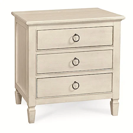 Farmhouse 3-Drawer Nightstand with Pewter Ring Hardware